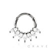 316L SURGICAL STEEL MULTI CZ MARQUISE FAN ARCH LINE SEPTUM HINGED SEGMENT HOOP RING